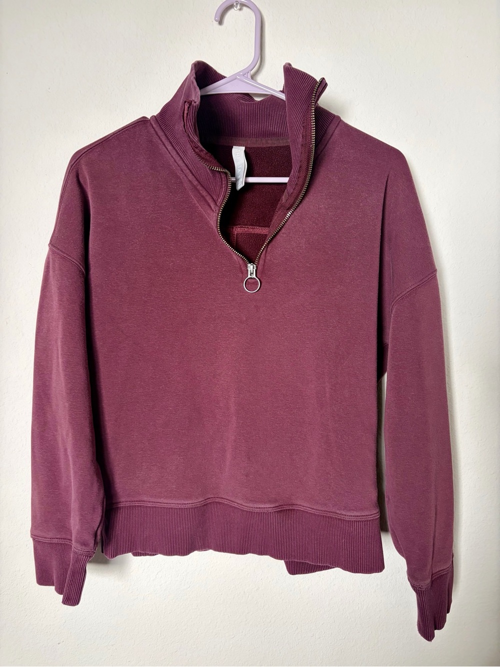 Athleta Plum Maroon Ribbed 1/2 Half Zip Pullover Sweatshirt XS